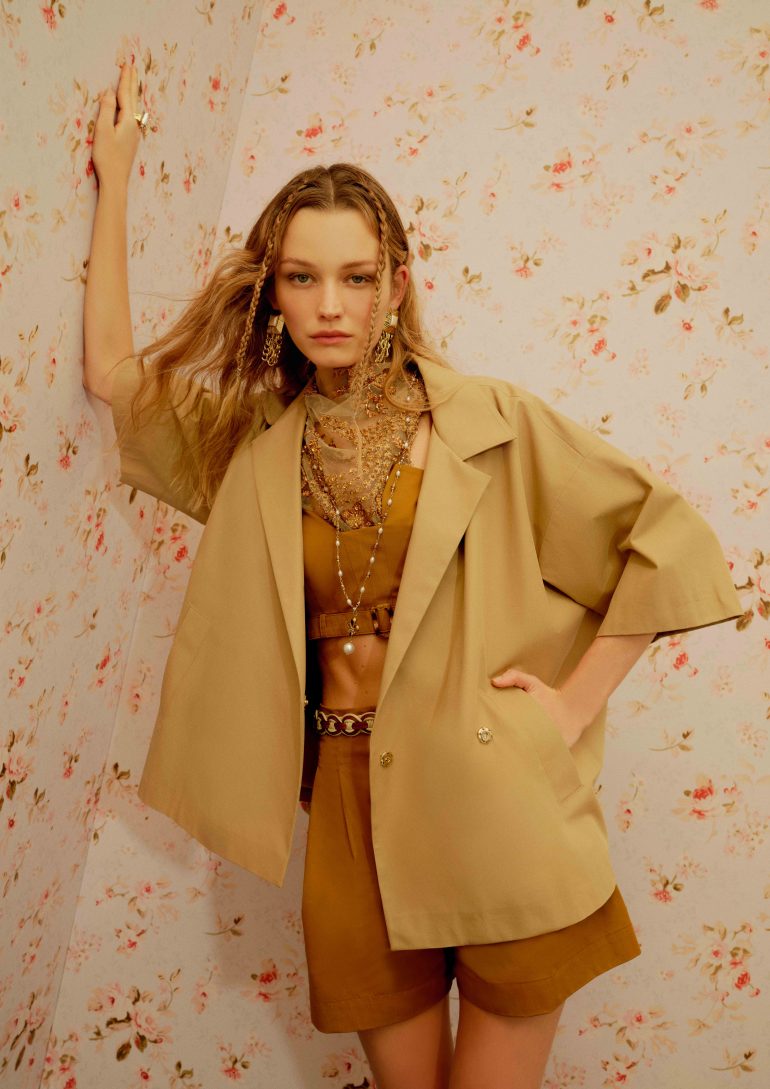 Beach editorial shell portrait